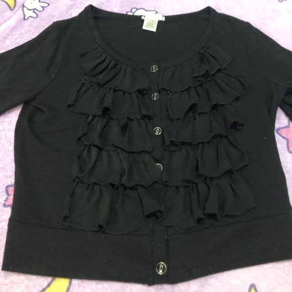 Ruffled Black Business Casual Blouse - Picture 1 of 5